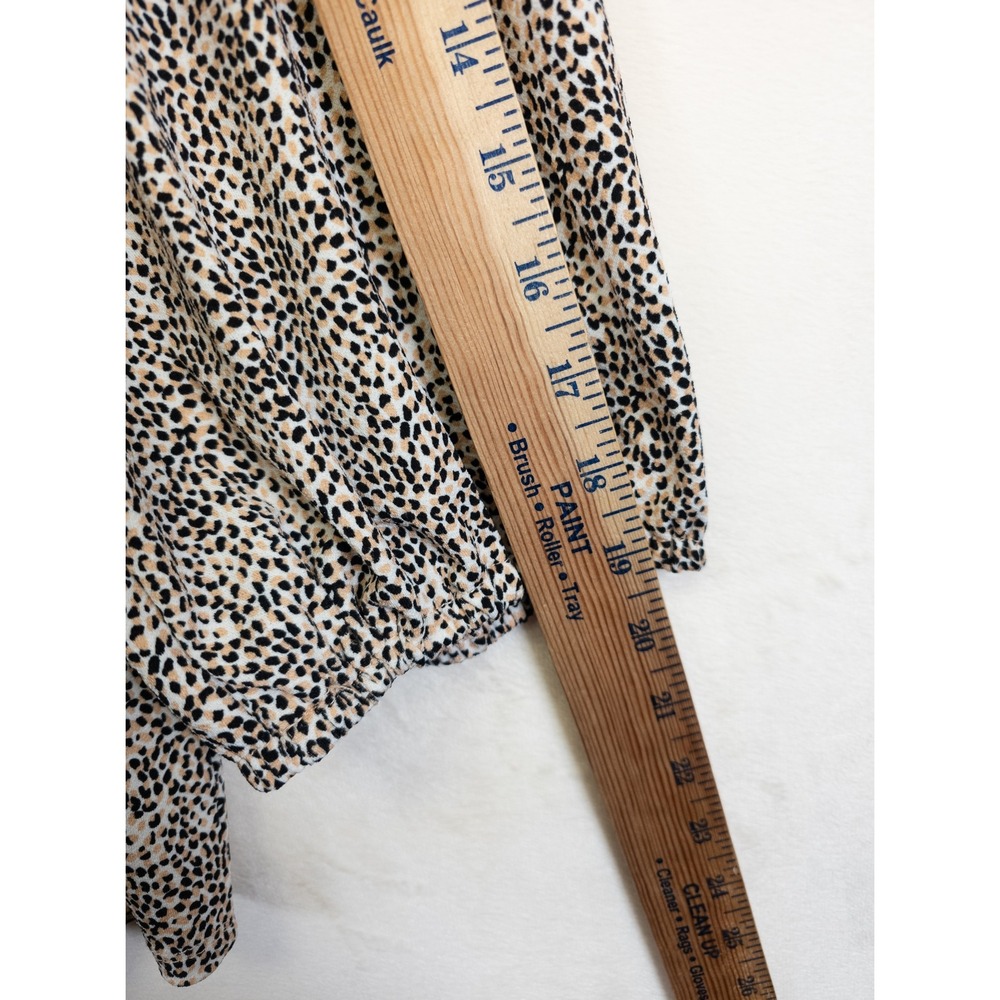 Adrianna Papell Blouse Womens 2X Beige Leopard Boho Coastal Chic Resort Plus Mod - Picture 5 of 14